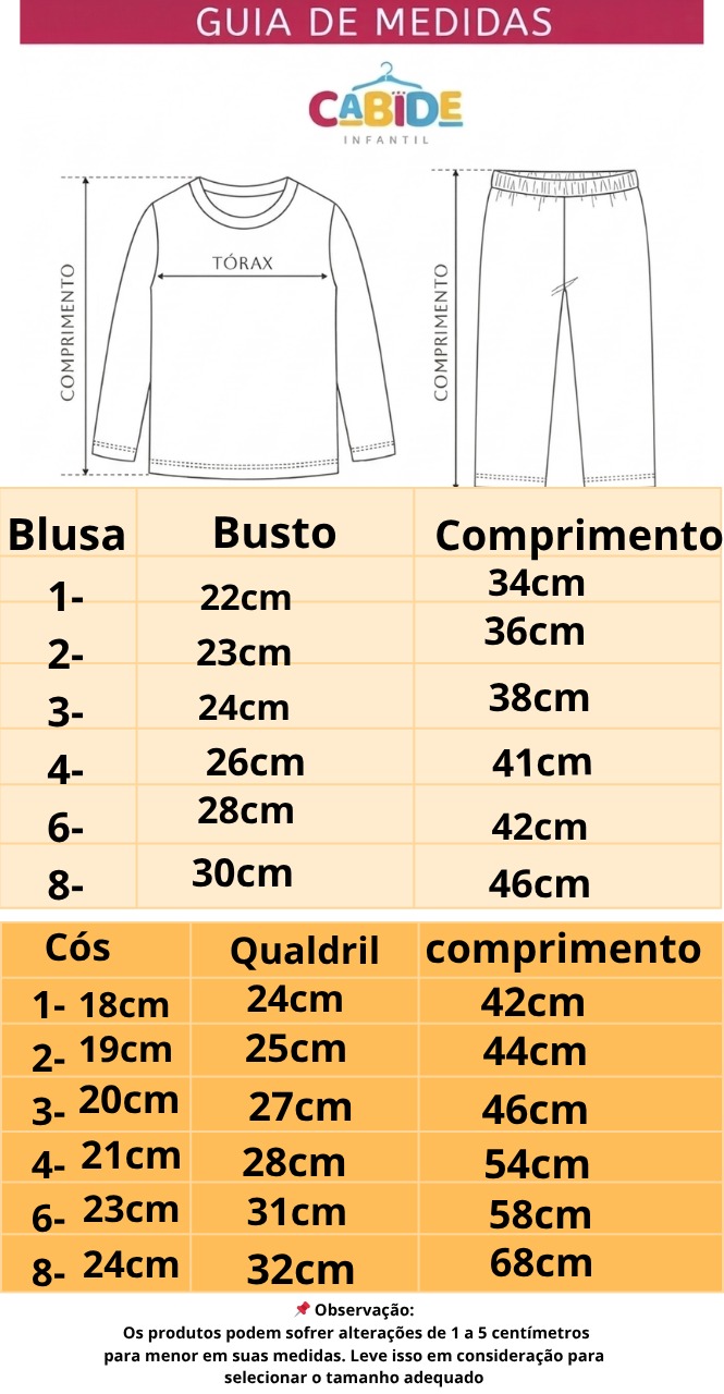 Tabela de Medidas