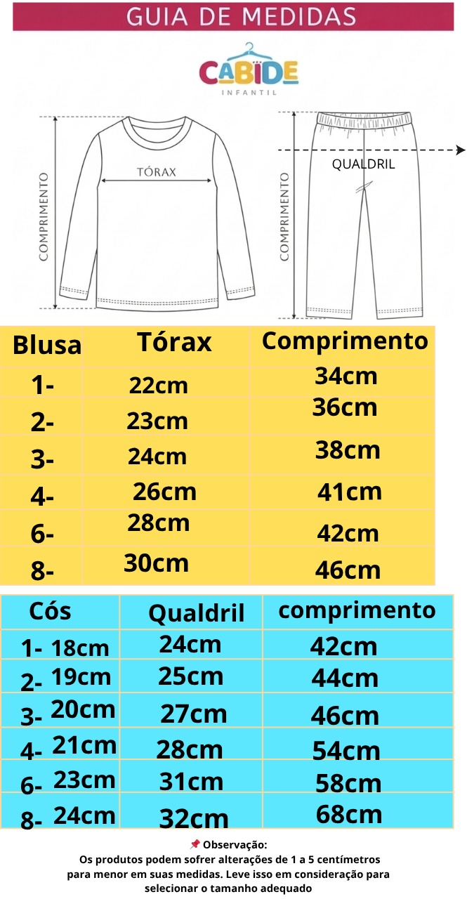 Tabela de Medidas